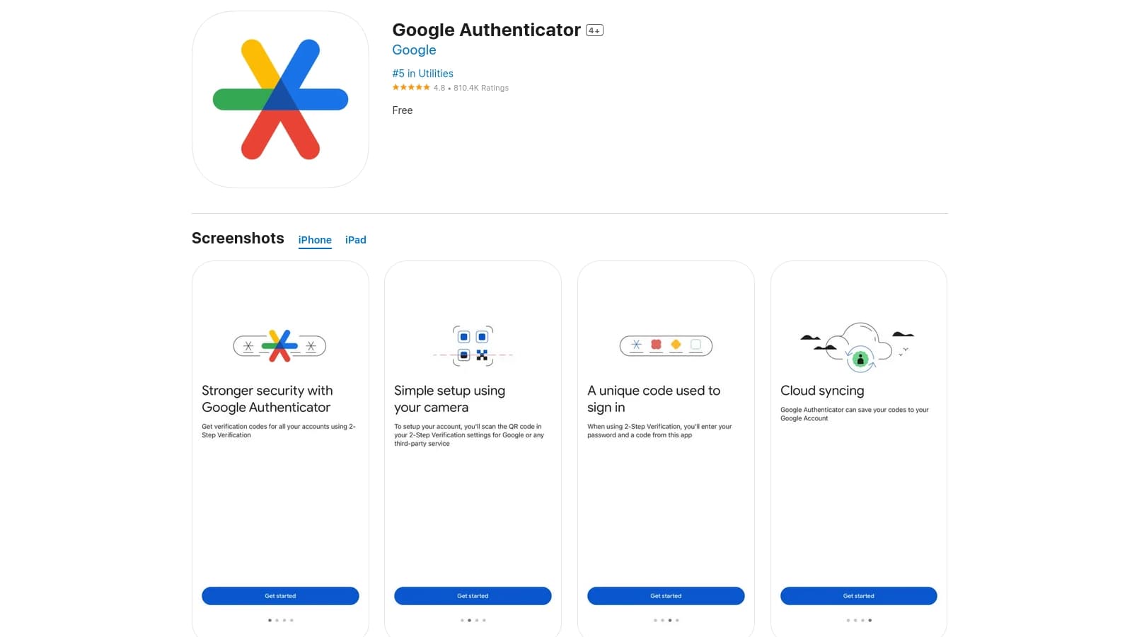 Google Authenticator screenshot