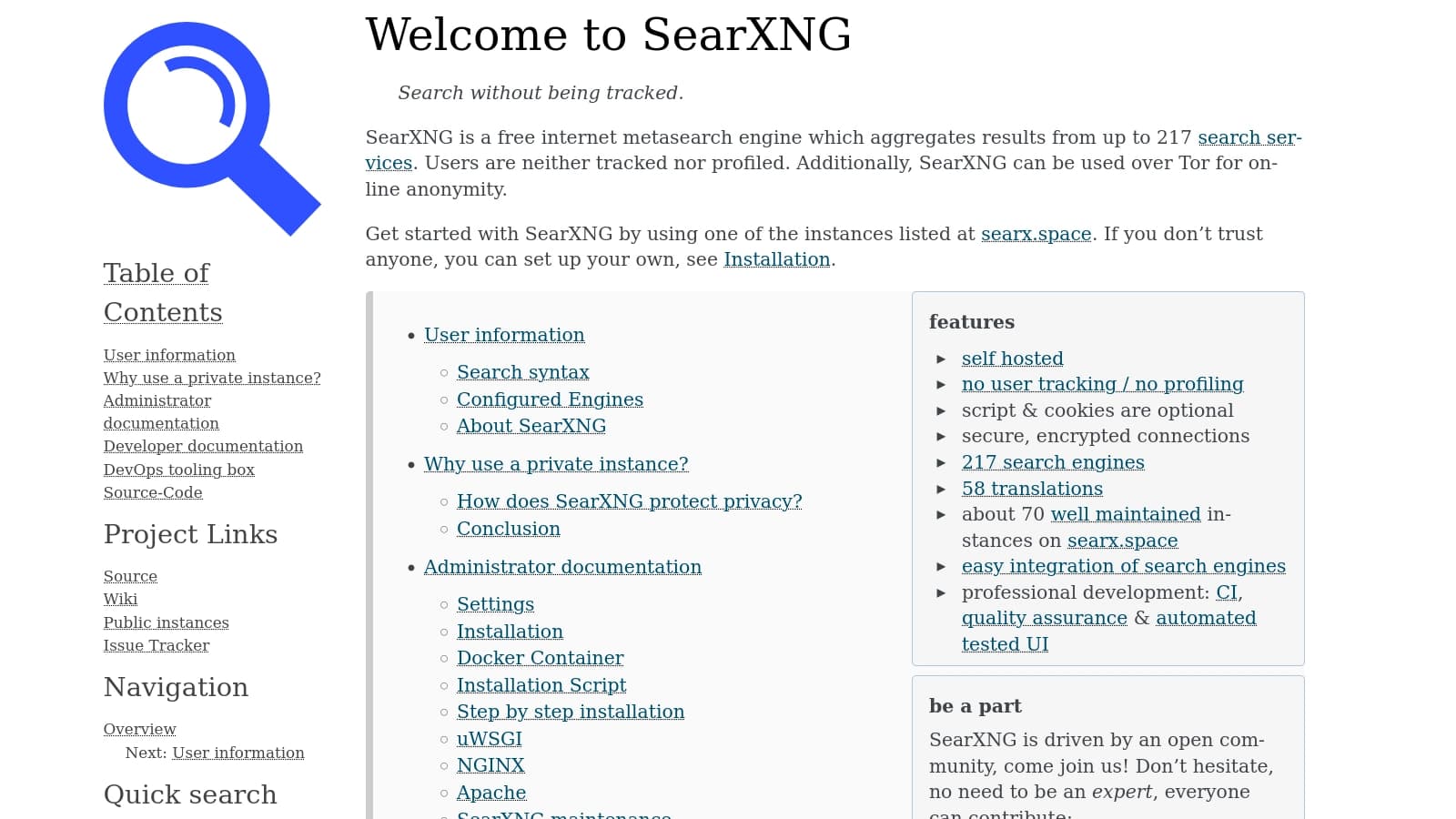 SearXNG screenshot